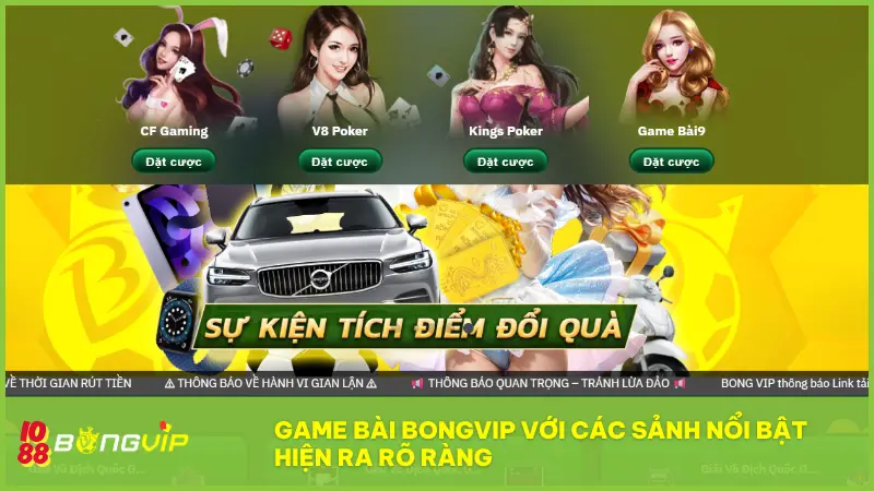 Game Bài BONGVIP - Thế giới bài ảo, chiến thắng thật 100%! 3 Game Bài BONGVIP với các sảnh nổi bật hiện ra rõ ràng