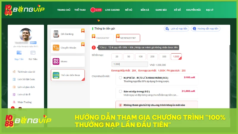 Chỉ cần 3 phút để đăng ký, xác minh và nạp tiền là bạn đã có thể nhận thưởng tự động từ BONGVIP IO88