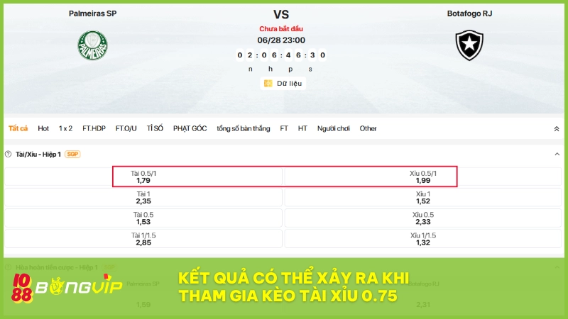 Nắm kèo 0.75 giúp cược thủ BONGVIP chọn đúng, thắng nhanh